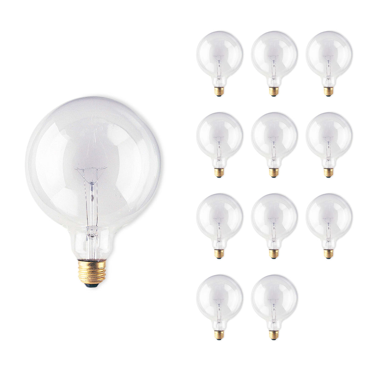 Bulbrite 861133 Bulbrite Pack of (12) Incandescent G40 Medium Screw Base (E26) Light Bulb, 60 Watt, Clear
