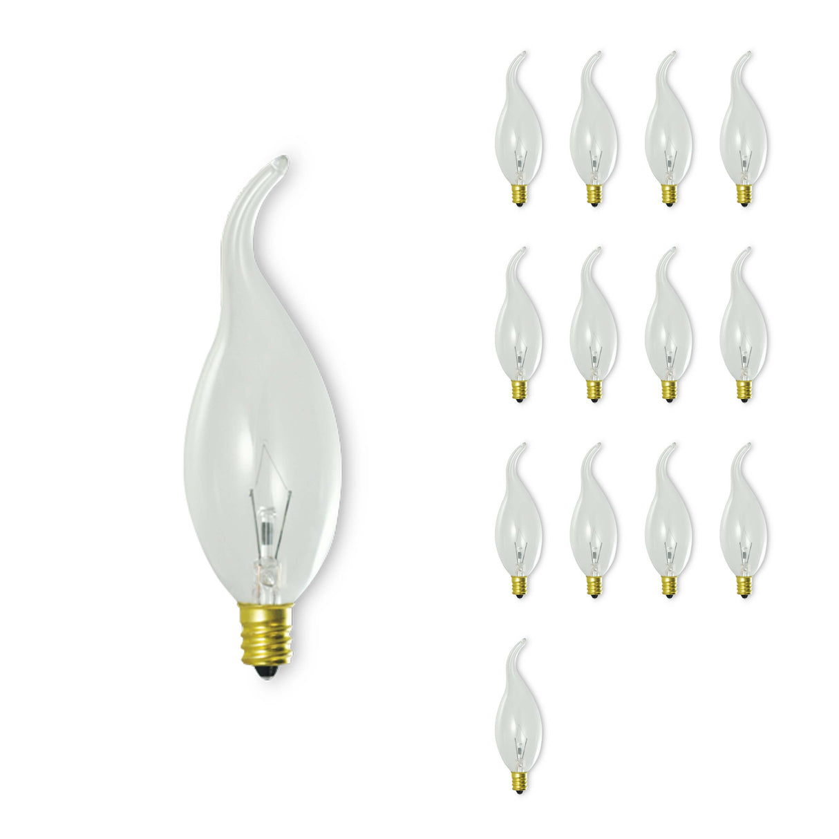 Bulbrite 861162 Bulbrite Incandescent CA11 Candelabra Screw Base (E12) Light Bulb, 25 Watt, Clear, Pack of 14