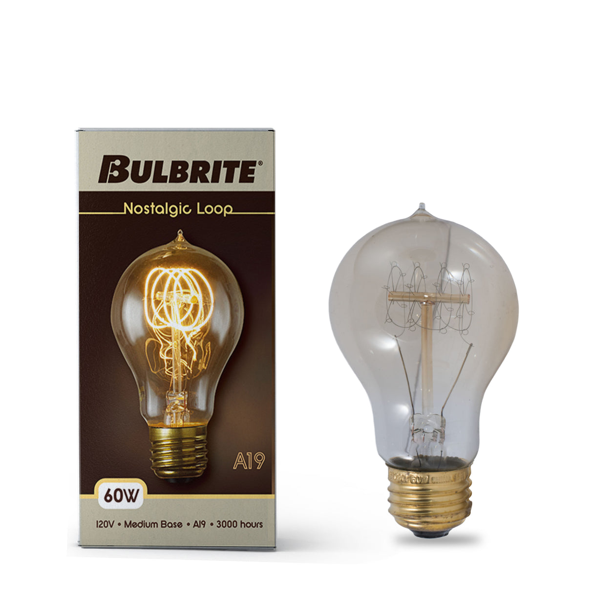 Bulbrite 861167 60W A19 NOSTALGIC LOOP E26 120V-4PK