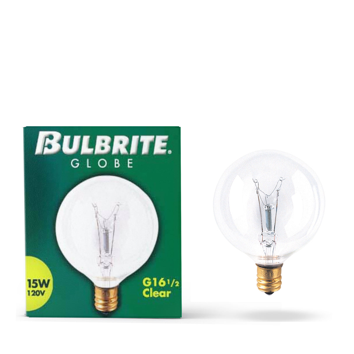 Bulbrite 861216 Bulbrite Incandescent G16.5 Candelabra Screw Base (E12) Light Bulb, 15 Watt, Clear Pack of 40