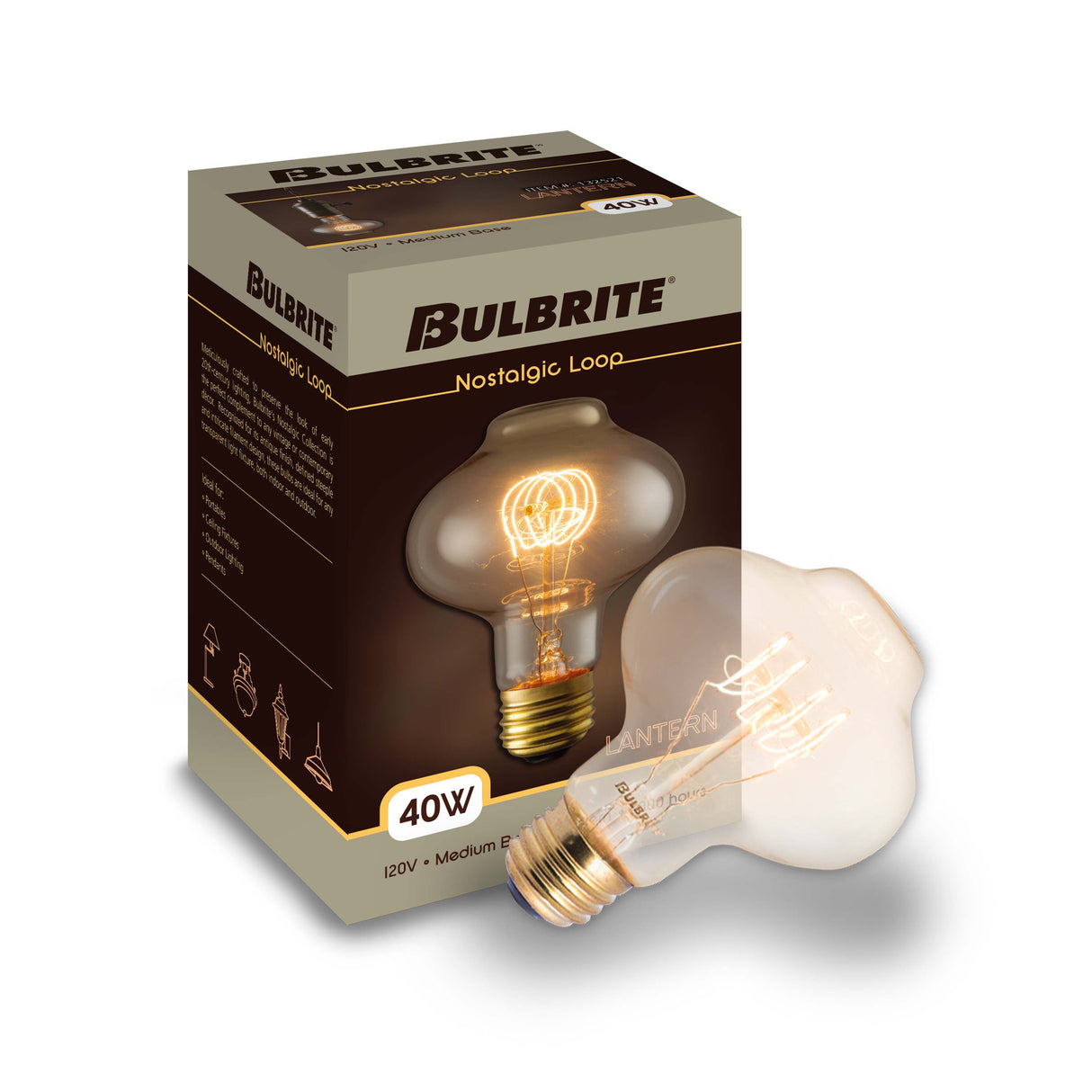 Bulbrite 861230 Bulbrite Nostalgic Collection Pack of (4) Dimmable 40 Watt BT27 Incandescent Light Bulbs with Antique Glass Finish and Medum (E26) Screw Base, 2200K (Amber Light)