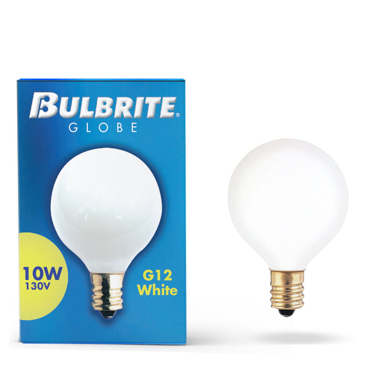 Bulbrite 863009 Bulbrite Incandescent 10 Watt G12 Light Bulb with a White Finish and Candelabra Screw (E12) Base, 2700K (Warm White Light)