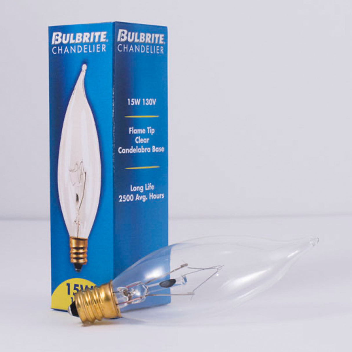 Bulbrite 861244 Bulbrite Incandescent CA8 Candelabra Screw Base (E12) Light Bulb, 15 Watt, Clear, Pack of 50