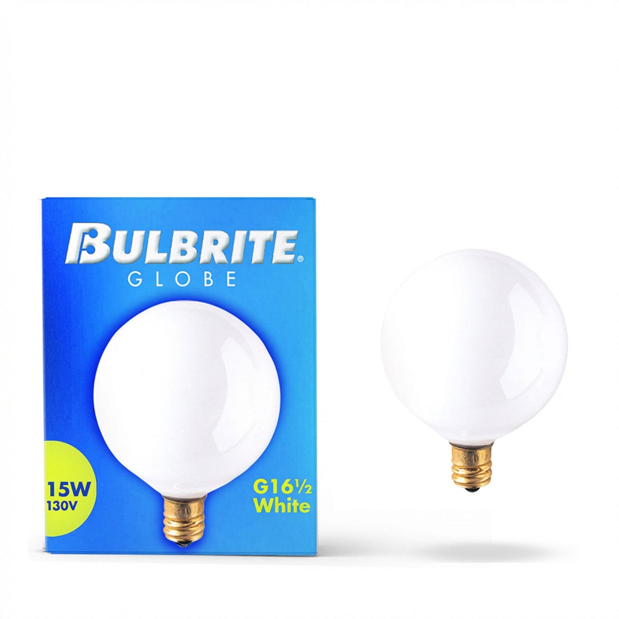 Bulbrite 863011 Bulbrite Incandescent 15 Watt G16.5 Light Bulbs with a White Finish and Candelabra Screw (E12) Base, 2700K (Warm White Light)