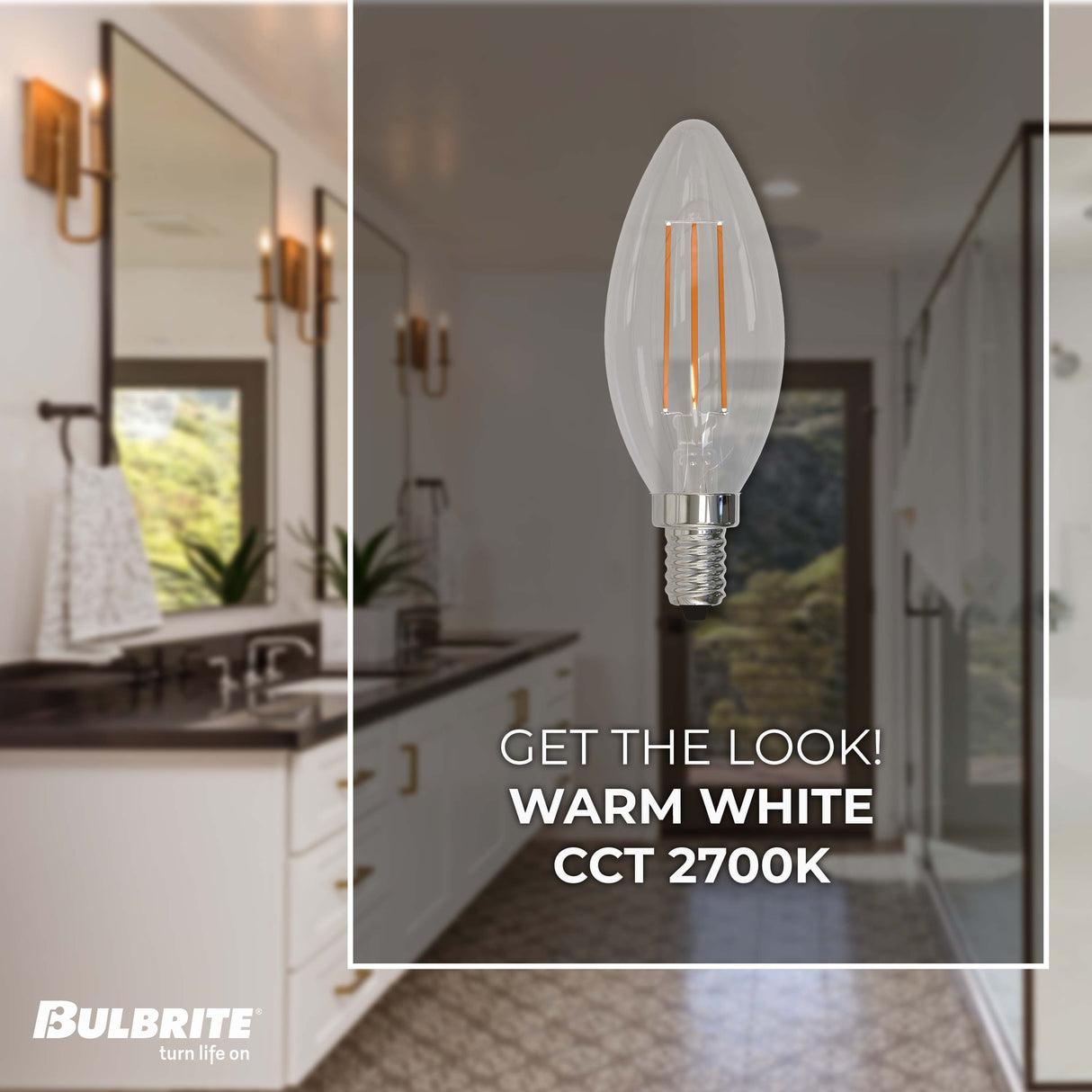 Bulbrite 862909 Bulbrite LED 2.5 Watt Dimmable B11 Light Bulb with a Clear Finish and a Candelabra Screw E12 - 2700K (Warm White Light) 250 lumens