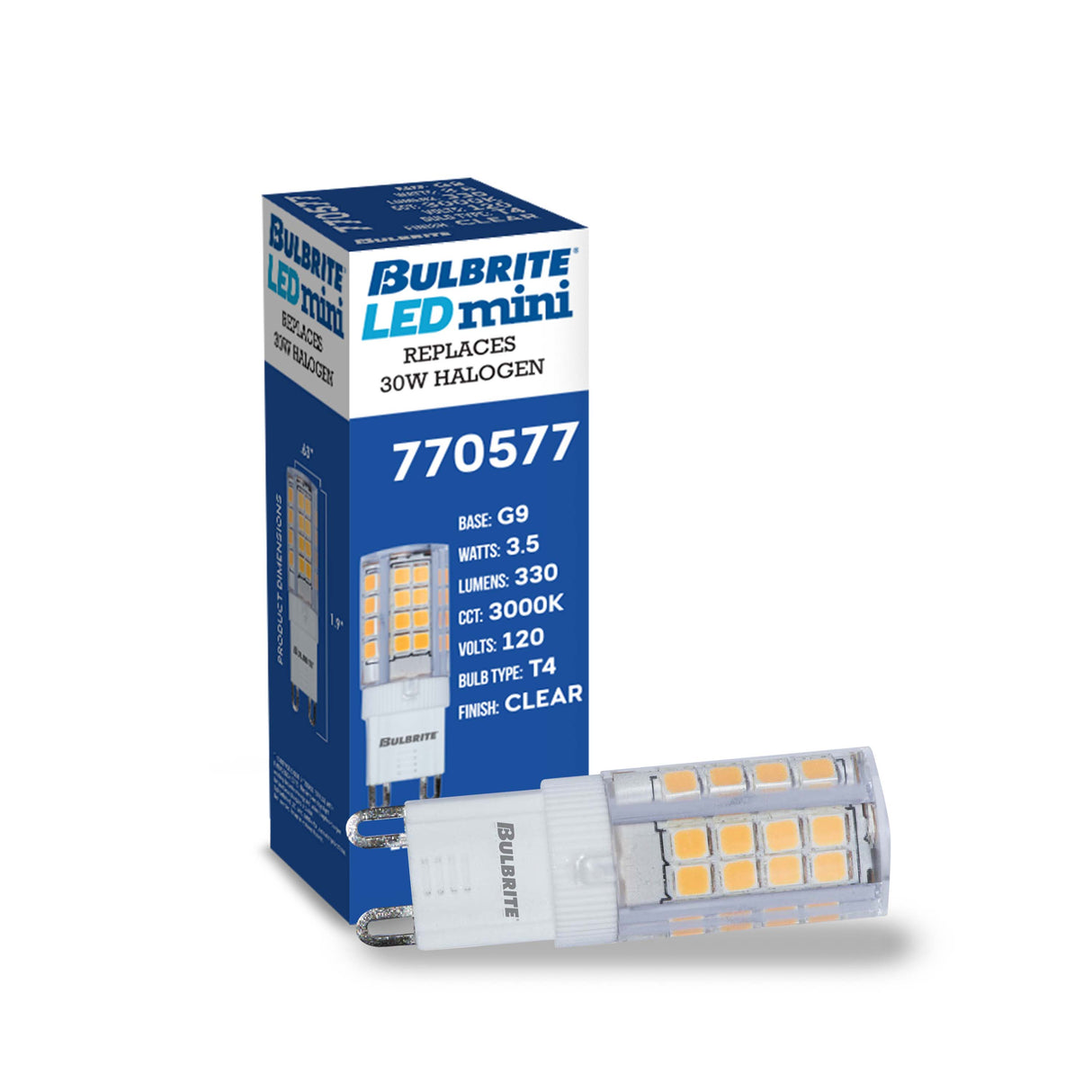 Bulbrite 861513 Bulbrite LED Pack of (2) 120-Volt Frost T5 Specialty Mini Bulbs with G9 (Bi-Pin) Base, 3.5 Watt, 3000K (Soft White Light)
