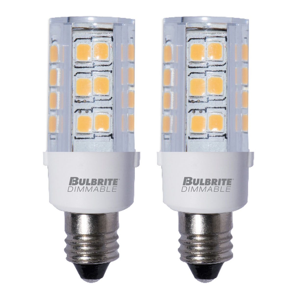 Bulbrite 861519 Bulbrite 4.5 Watt T6 Mini LED Light Bulb, Line Voltage Dimmable Candelabra Screw Base (E12) Soft White Light Bulb (Pack of 2)