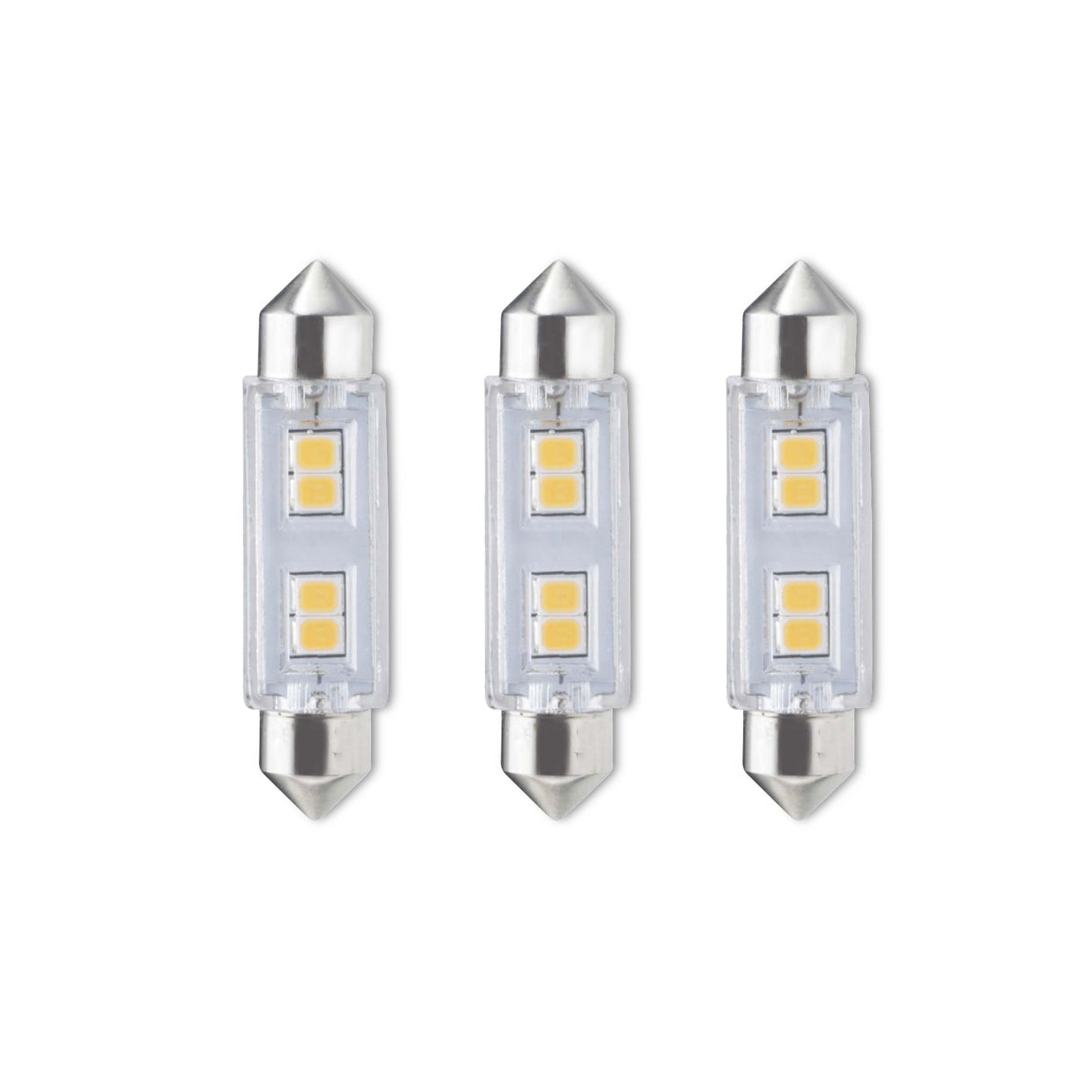 Bulbrite 861535 Bulbrite Pack of (3) LED Mini T3 Non-Dimmable Festoon Base 24V Light Bulb 20 Watt Equivalent 2700K, Warm White, Clear