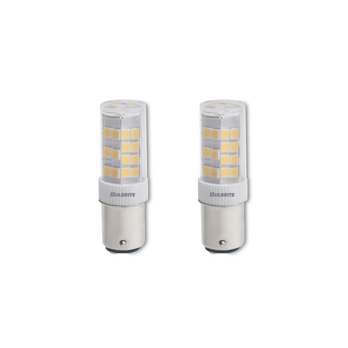 Bulbrite 861541 Bulbrite 4.5 Watt T5 Mini LED Light Bulb, Line Voltage Dimmable Double-Contact Bayonet Base (BA15D) Warm White Light Bulb (Pack of 2)