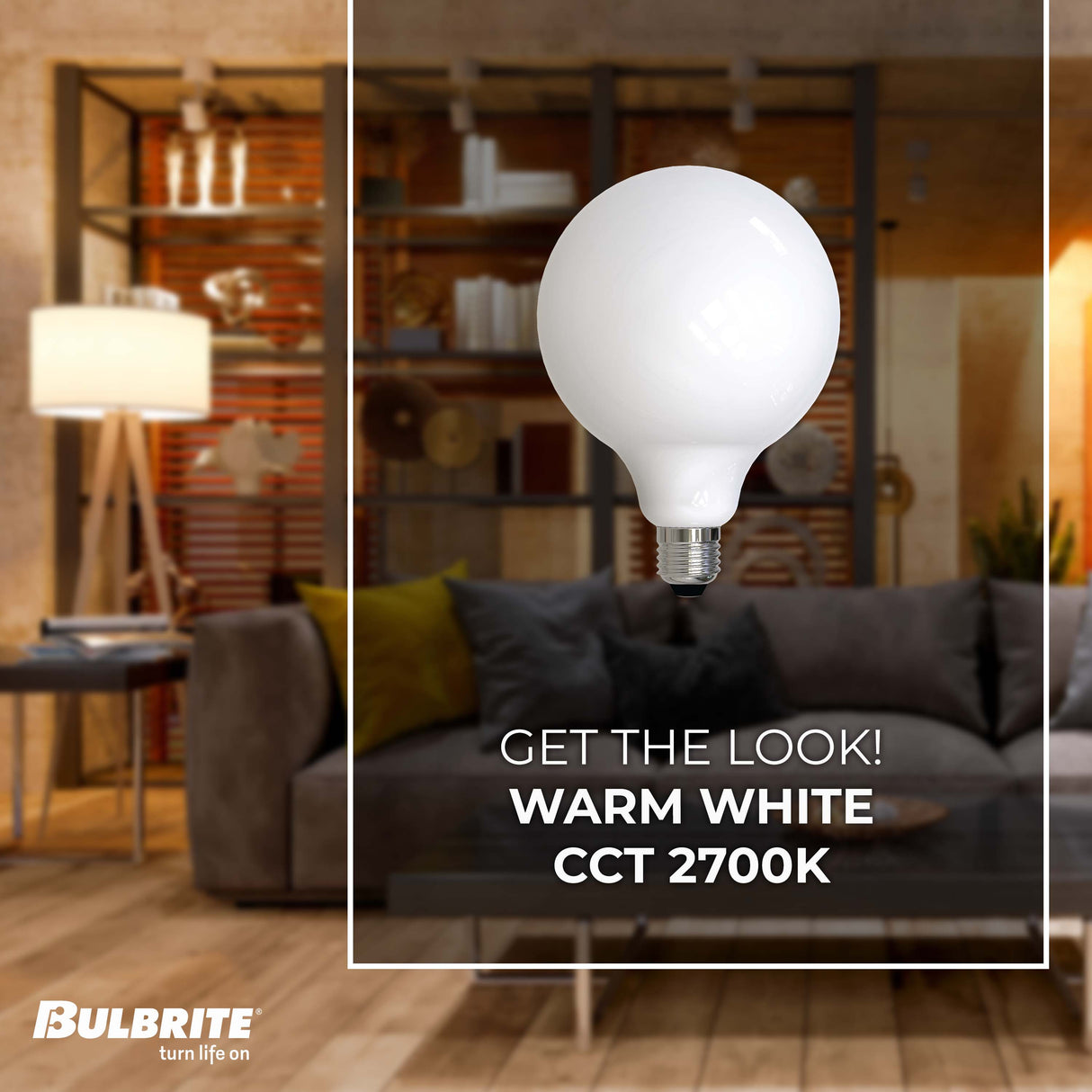 Bulbrite 862916 Bulbrite LED 8.5 Watt Dimmable G40 Light Bulb with a Milky Finish and a Medium Screw E26 - 2700K (Warm White Light) 800 lumens