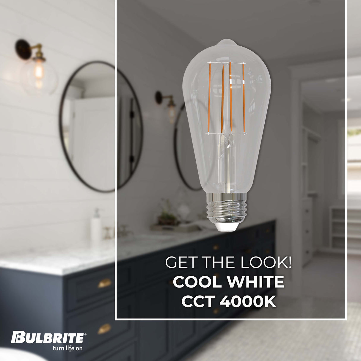 Bulbrite 861630 Bulbrite LED Filament Pack of 8, 7 Watt Dimmable ST18 Light Bulb with Clear Finish and Medium Screw E26 Base - 4000K(Cool White Light), 800 lumens