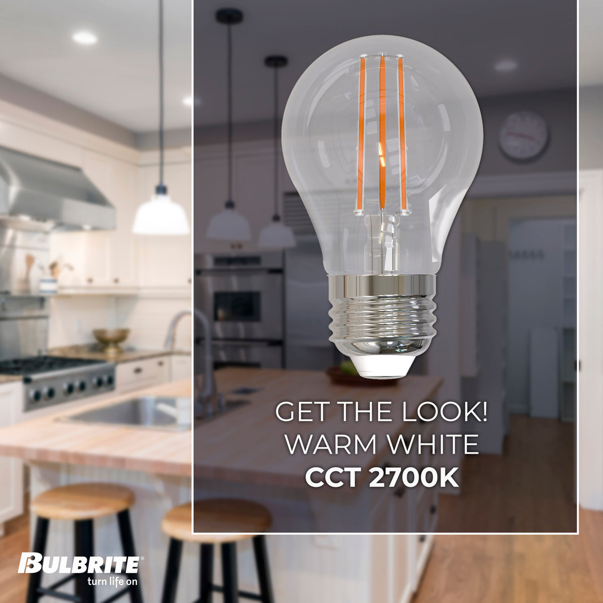 Bulbrite 861633 Bulbrite LED Filament Pack of (4) 7 Watt Dimmable A15 Light Bulb with Clear Glass Finish and Medium (E26) Base - 2700K (Warm White Light), 800 Lumens