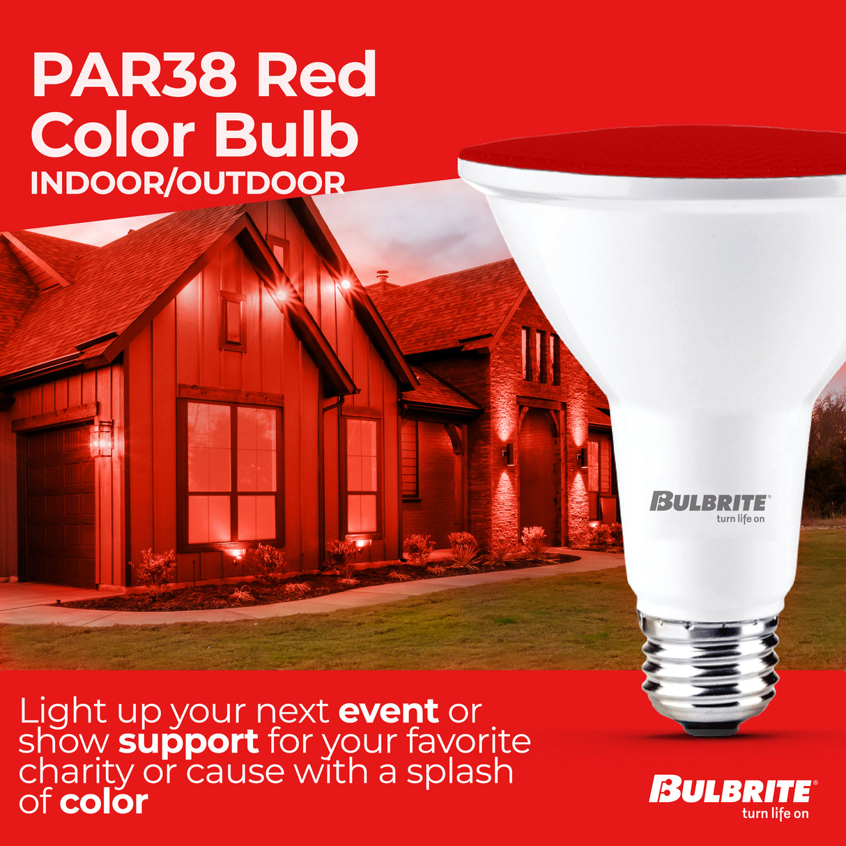 Bulbrite 861906 90-Watt Equivalent, Red Color PAR38 Weatherproof Outdoor E26 Medium Base Flood LED Light Bulb