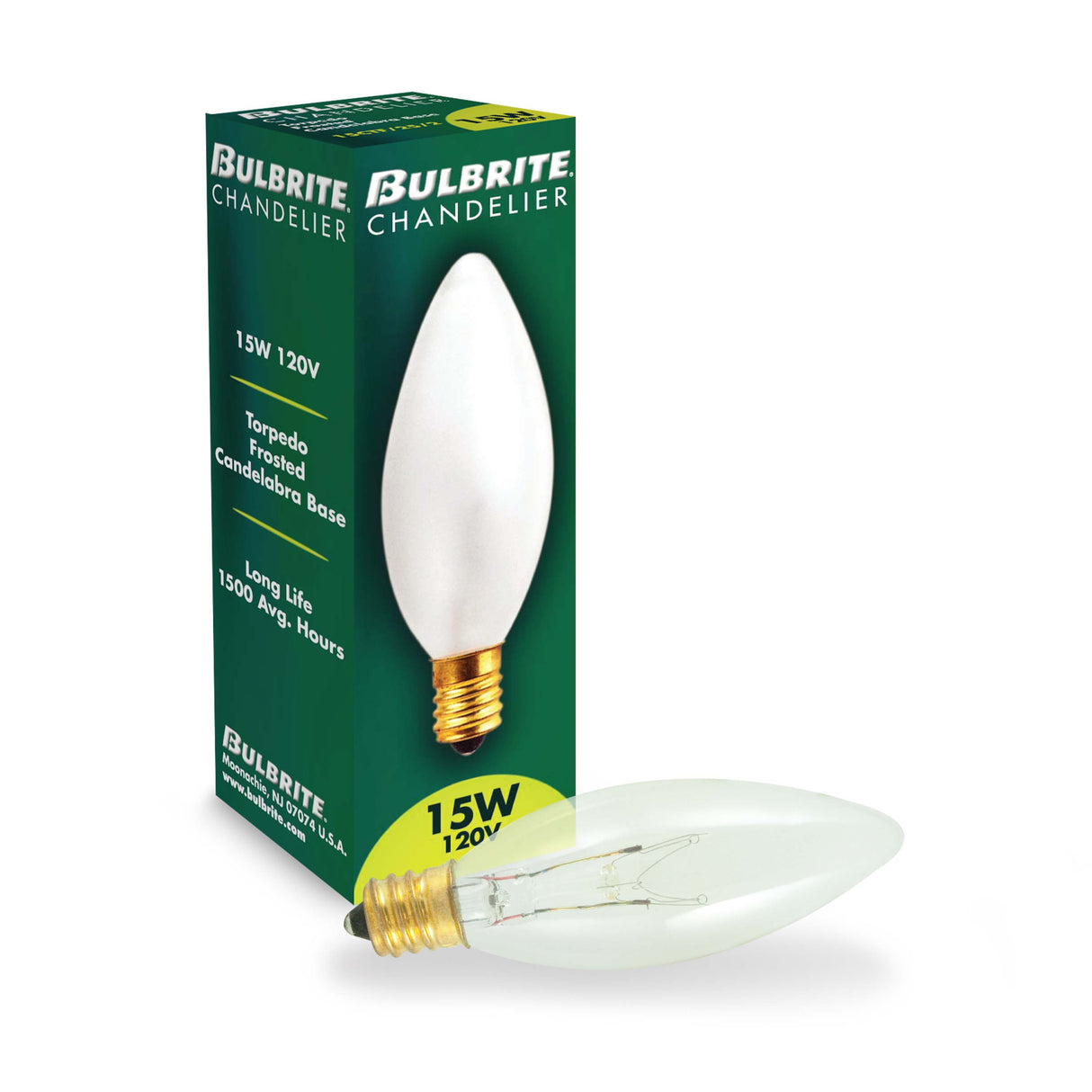 Bulbrite 861984 15W Incandescent B8 Light Bulb 2700K Dimmable E12 105 Lumens 120V 50PK
