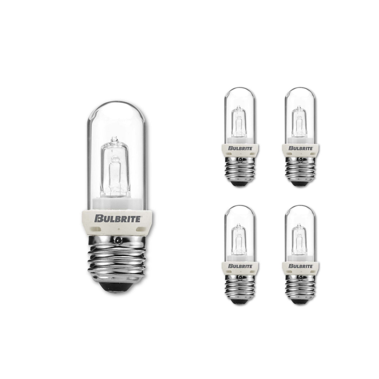 Bulbrite 861995 150W Halogen T8 Light Bulb 2900K Dimmable E26 2200 Lumens 120V 5PK