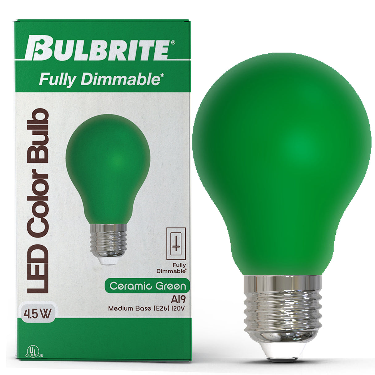 Bulbrite 862315 25-Watt Equivalent Ceramic Green Color A19 Weatherproof Outdoor E26 Medium Base LED Light Bulb