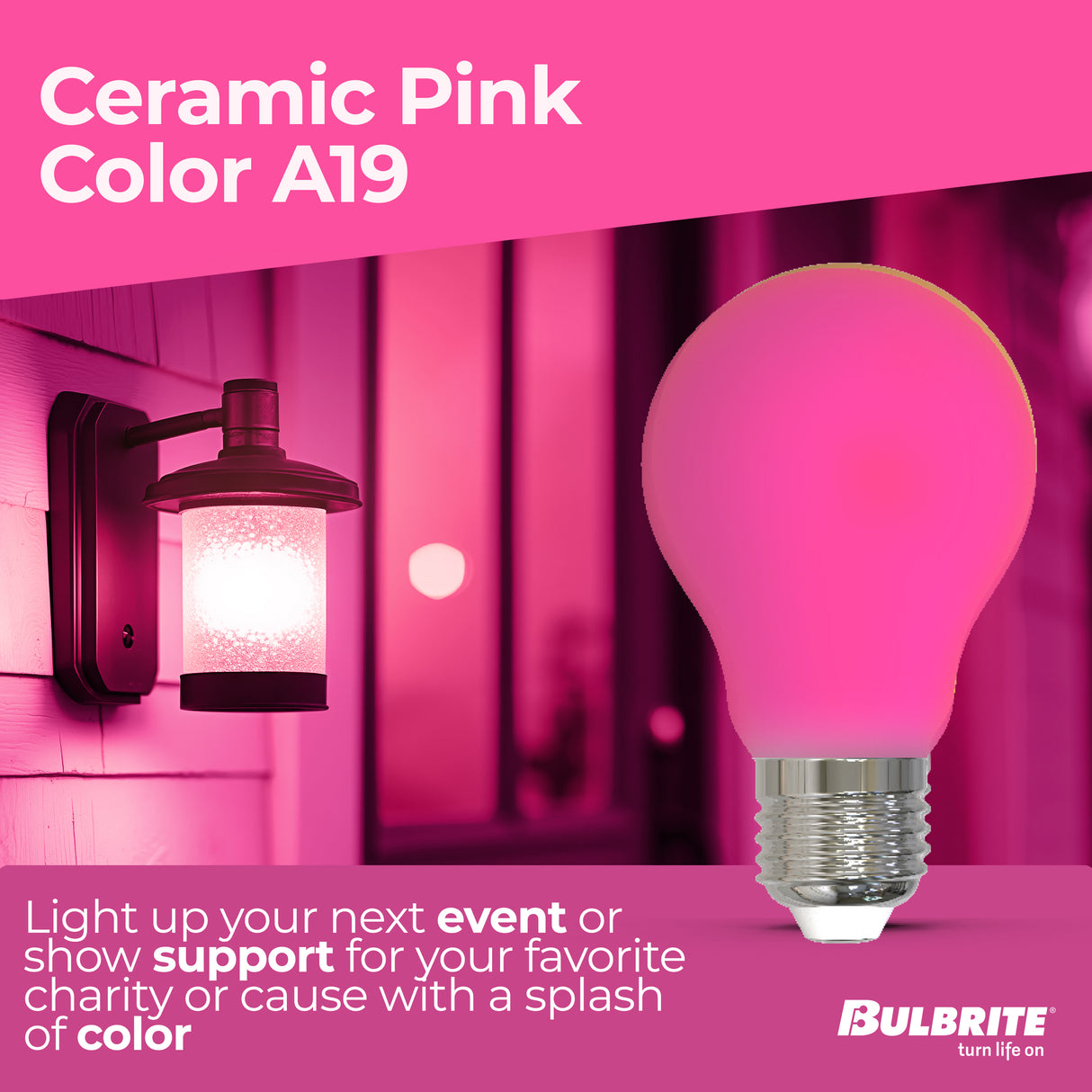 Bulbrite 862317 25-Watt Equivalent Ceramic Pink Color A19 Weatherproof Outdoor E26 Medium Base
LED Light Bulb
