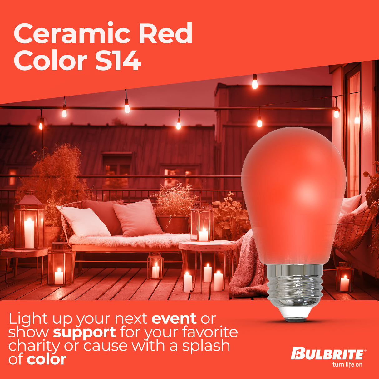 Bulbrite 862318 25-Watt Equivalent Ceramic Red Color S14 Weatherproof Outdoor E26 Medium Base
LED Light Bulb