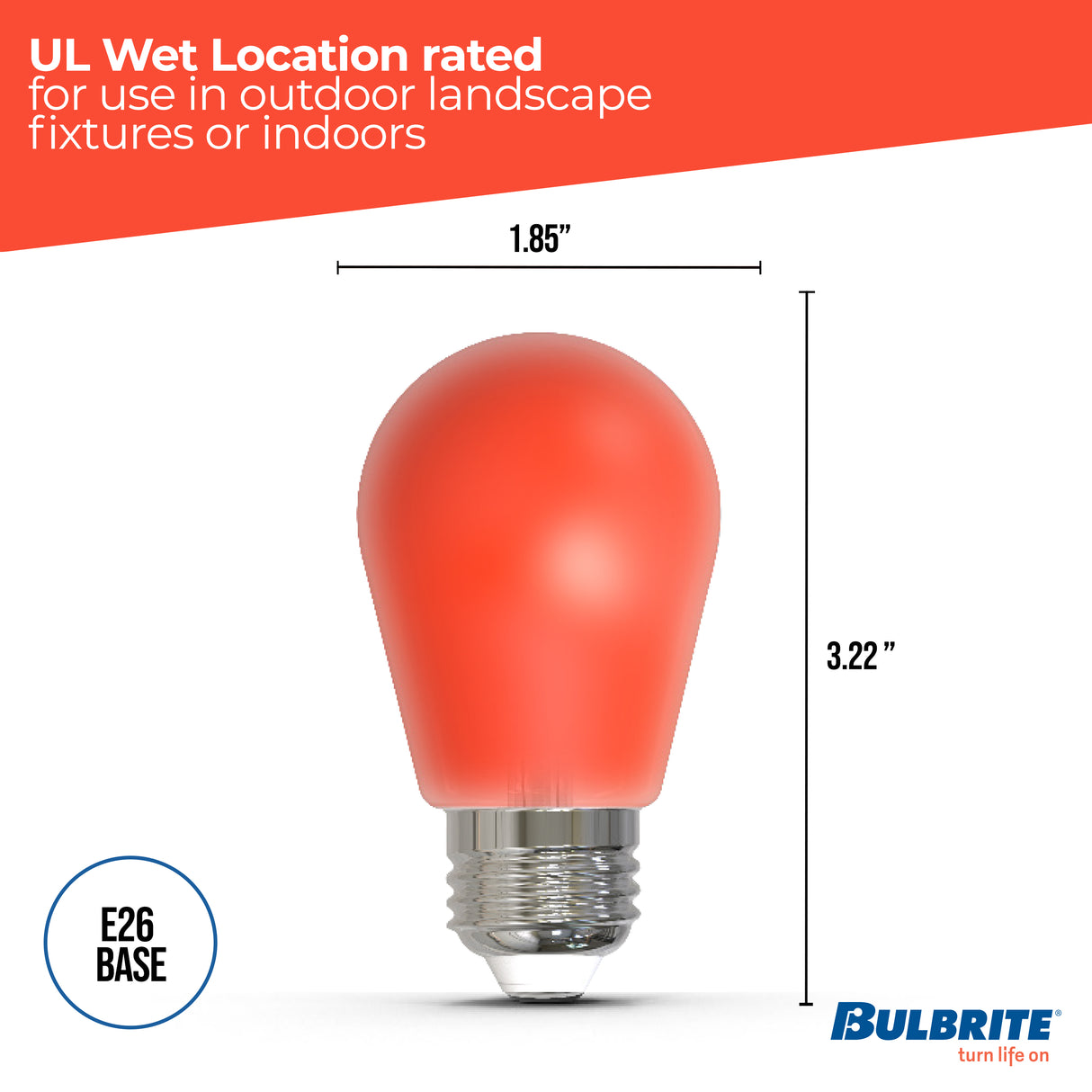 Bulbrite 862318 25-Watt Equivalent Ceramic Red Color S14 Weatherproof Outdoor E26 Medium Base
LED Light Bulb