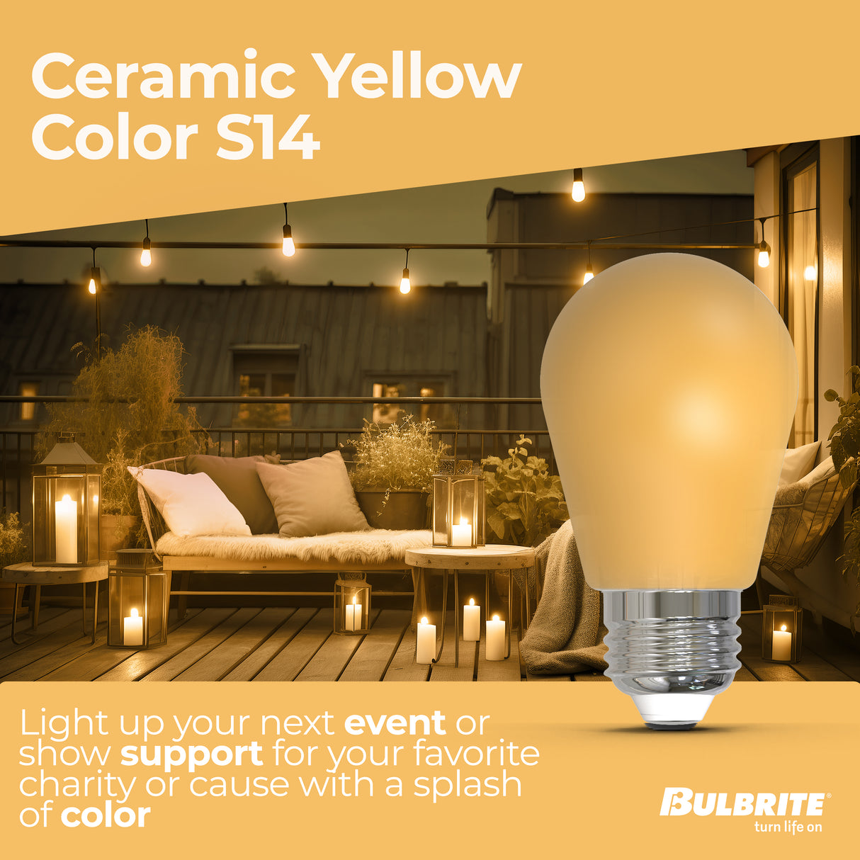 Bulbrite 862320 25-Watt Equivalent Ceramic Yellow Color S14 Weatherproof Outdoor E26 Medium Base
LED Light Bulb