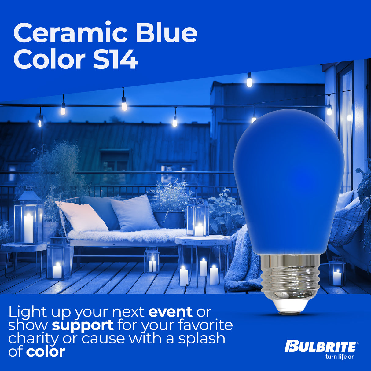 Bulbrite 862322 25-Watt Equivalent Ceramic Blue Color S14 Weatherproof Outdoor E26 Medium Base
LED Light Bulb