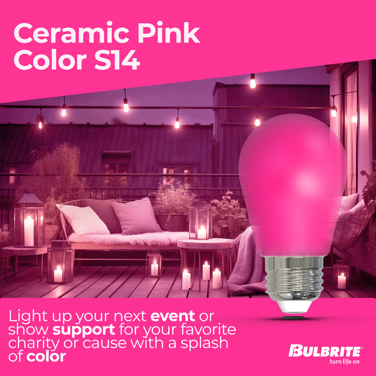 Bulbrite 862323 25-Watt Equivalent Ceramic Pink Color S14 Weatherproof Outdoor E26 Medium Base
LED Light Bulb