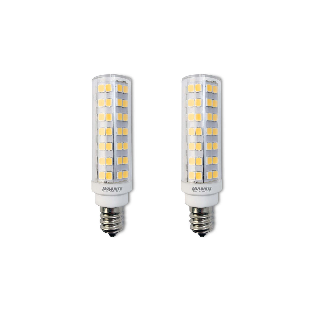 Bulbrite 862643 6.5W LED T6 Light Bulb 3000K Dimmable E12 700 Lumens 120V 2PK