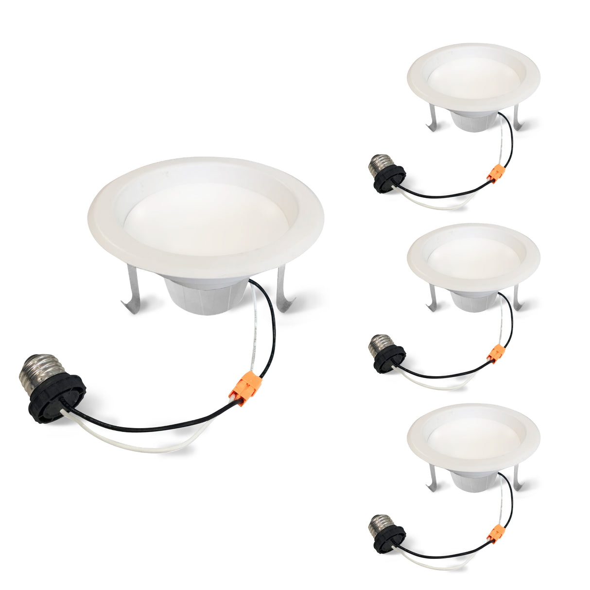 Bulbrite 862654 Bulbrite Pack of (4) 12 Watt 4" Integrated LED Recessed Downlight with E26 Quick Connect Adapter, 4000K Cool White Light, 1100 Lumens