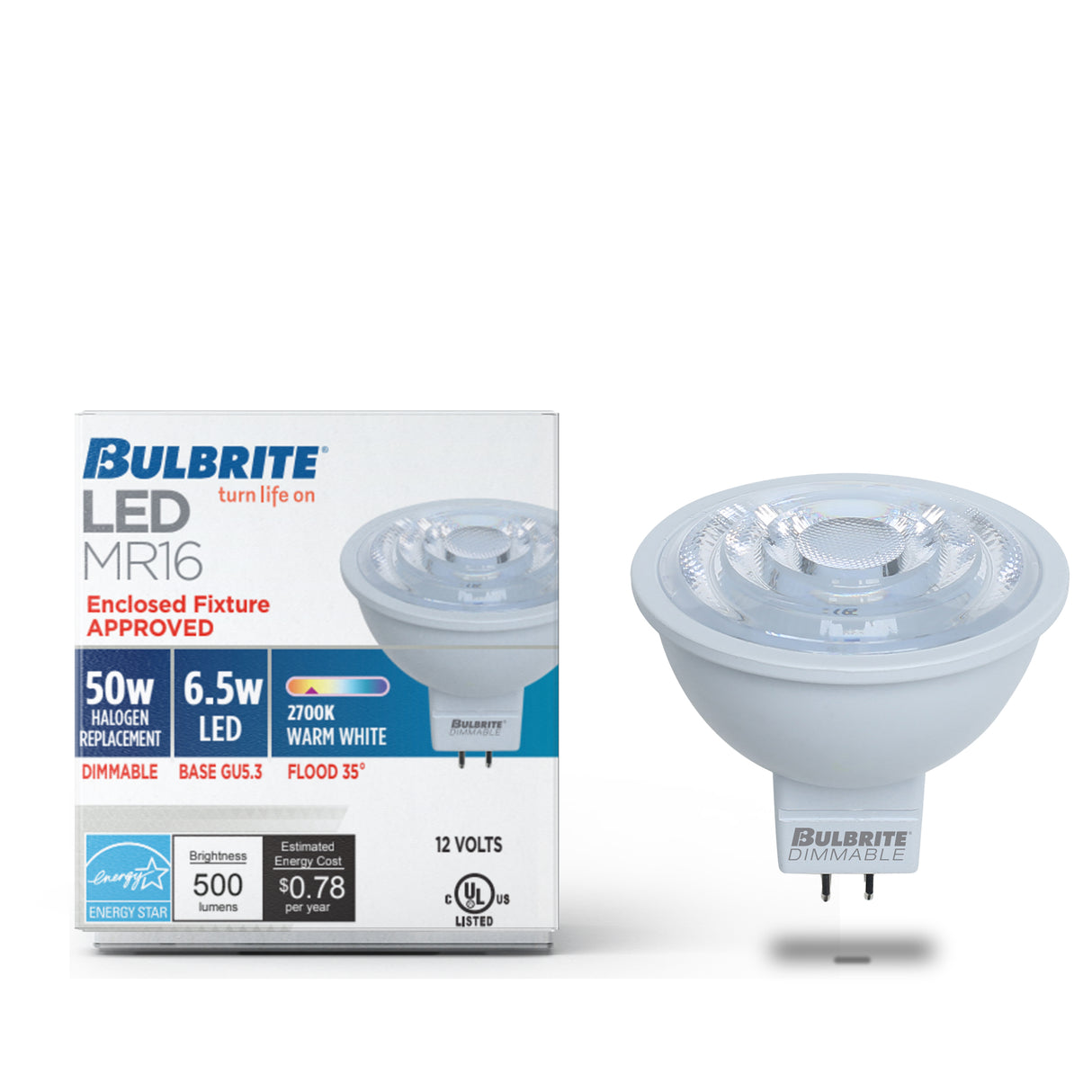 Bulbrite 862942 6W LED MR16 2700K FLOOD DIMMABLE 90CRI 12V-4PK