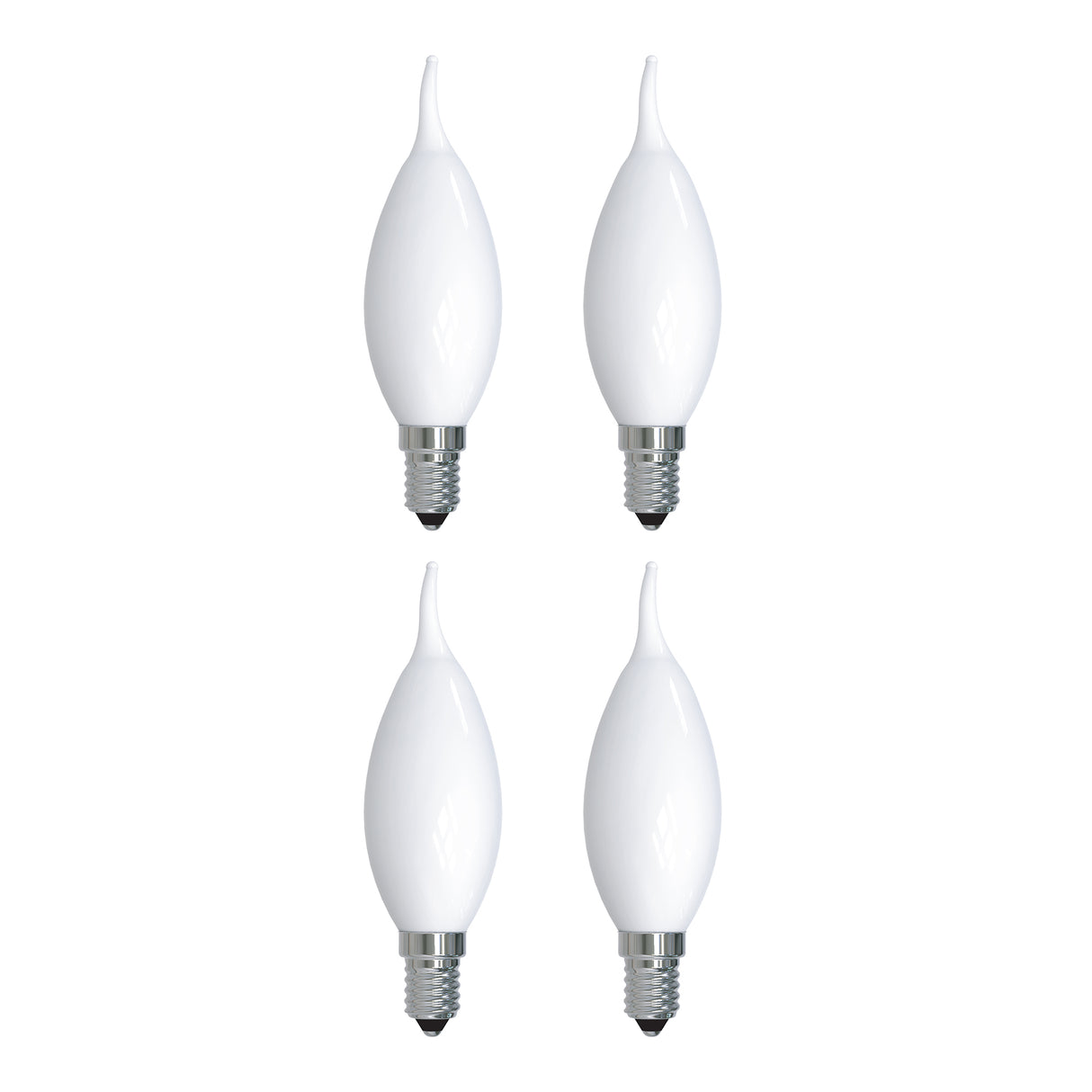 Bulbrite 862690 Bulbrite LED Filament Pack of (4) 4.5 Watt Dimmable CA10 Light Bulb with a Milky Finish and Candelabra Screw (E12) Base - 3000K (Soft White Light), 400 Lumens