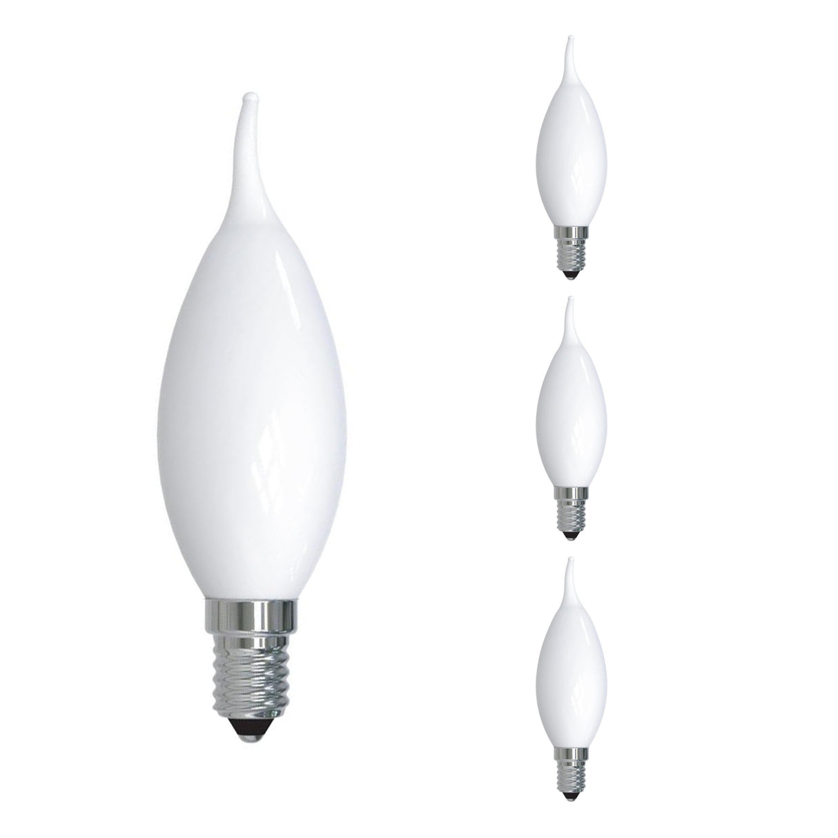Bulbrite 862692 Bulbrite Pack of (4) 5 Watt Dimmable CA10 LED Light Bulbs with Milky Glass Finish and Candelabra (E12) Base, 3000K Soft White Light, 500 Lumens