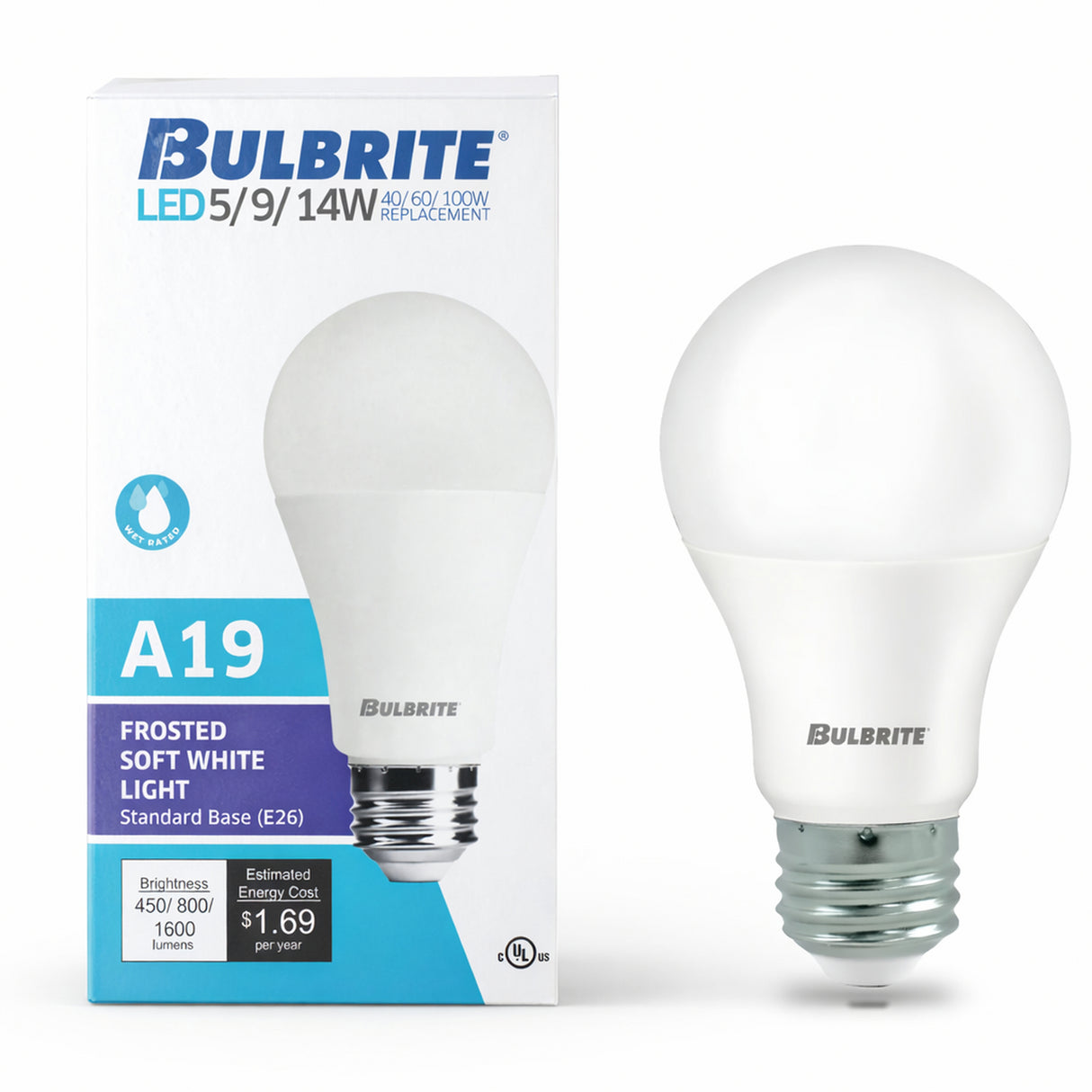 Bulbrite 862741 Bulbrite LED Filament Pack of (4) 5/9/14 Watt Non-Dimmable A21 Omni-Directional Light Bulbs with Frost Finish and Medium (E26) Base - 3000K (Soft White Light), 450/800/1600 Lumens