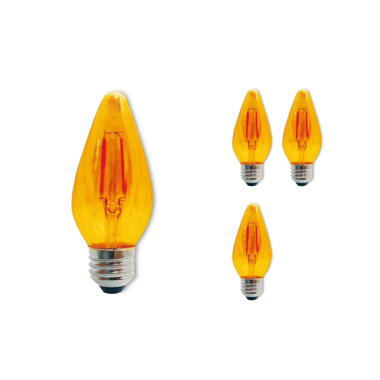 Bulbrite 862790 Bulbrite Fiesta Pack of (4) 4 Watt Dimmable F15 LED Filament Light Bulb with Amber Glass Finish and Medium (E26) Base - 2100K (Amber Light), 280 Lumens
