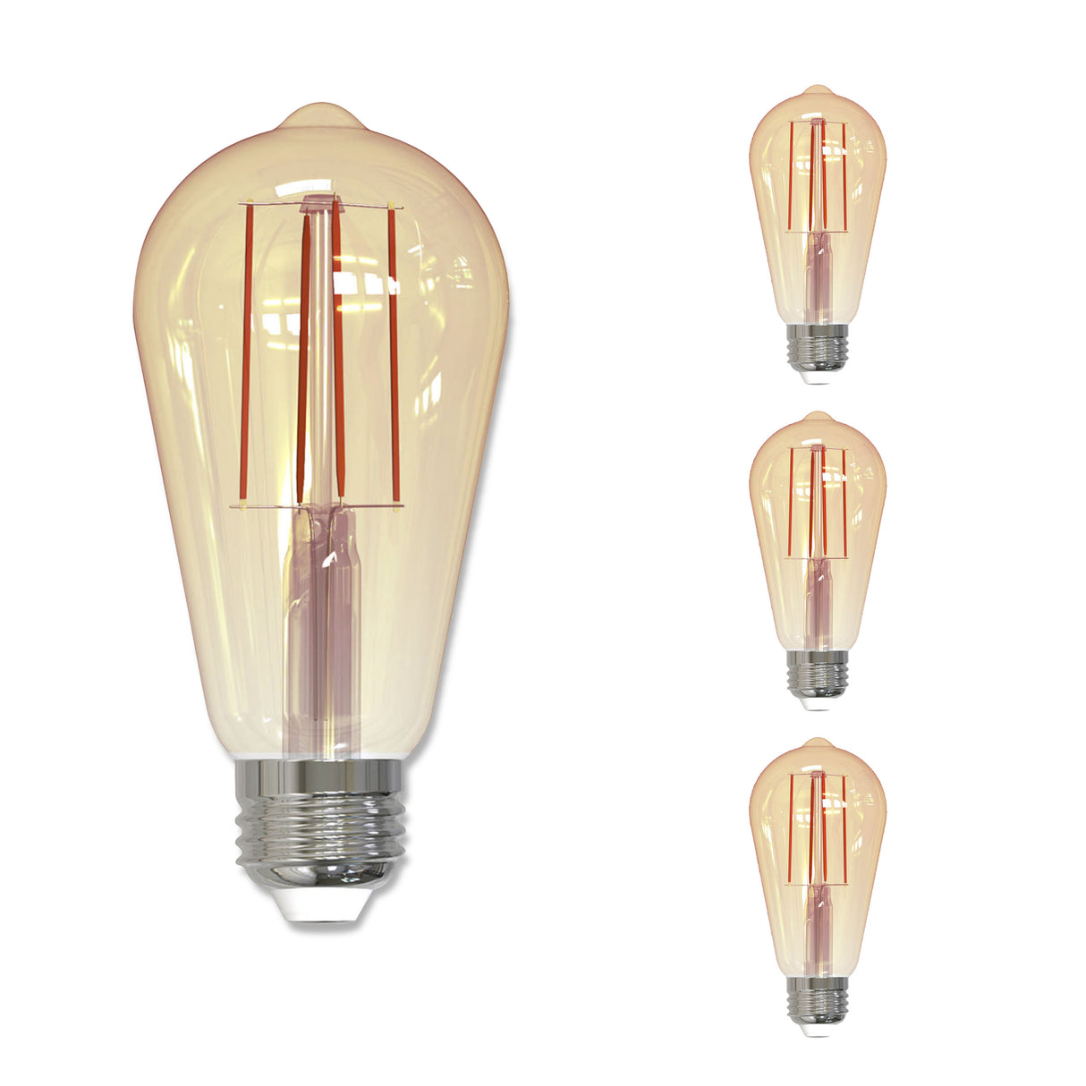 Bulbrite 862795 Bulbrite LED Filament Pack of (4) 5 Watt Dimmable ST18 Light Bulbs with Antique Glass Finish and Medium (E26) Base - 2200K (Warm Amber Light), 450 Lumens