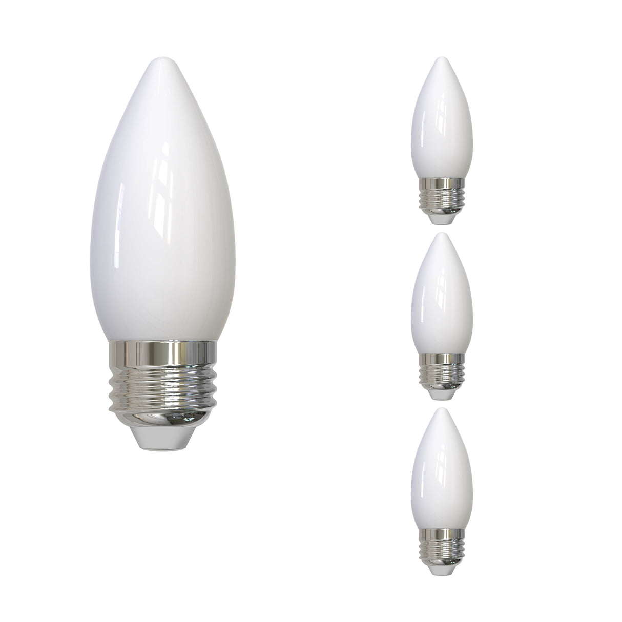 Bulbrite 862844 Bulbrite LED Filament Pack of (4) 5.5 Watt Dimmable B11 Light Bulbs with Milky Finish and Medium (E26) Base - 2700K (Warm White Light), 500 Lumens