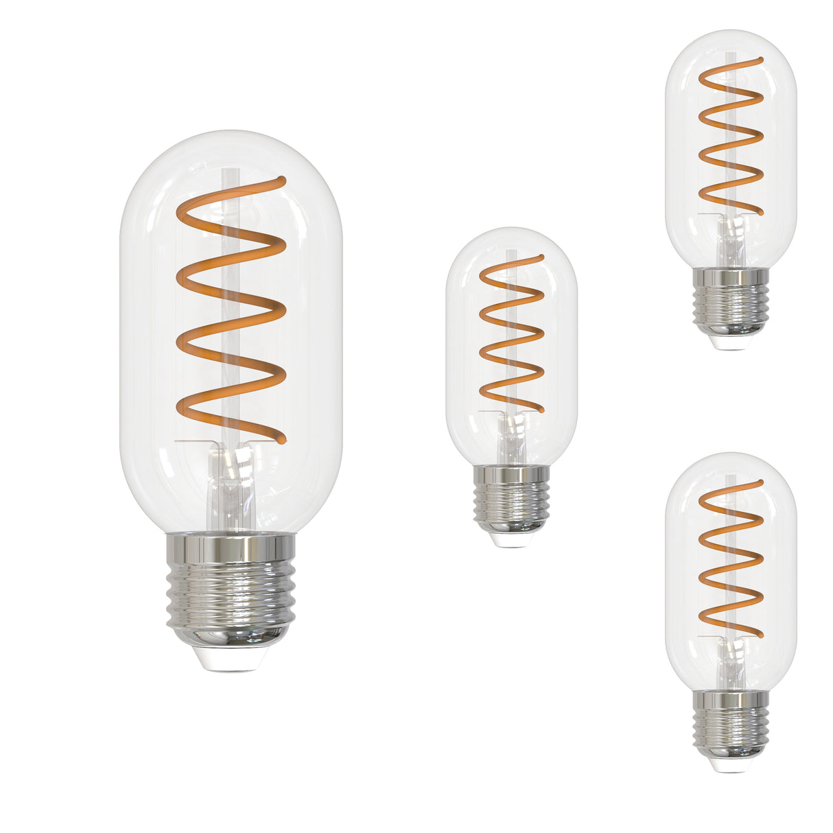 Bulbrite 862879 Bulbrite LED Filament Pack of (4) 4.5 Watt Dimmable T14 Light Bulb with a Clear Finish and Medium Screw (E26) Base - 2100K (Amber Light), 350 Lumens
