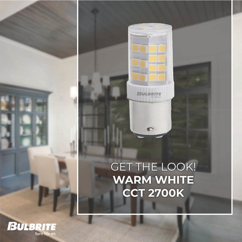Bulbrite 862914 Bulbrite LED 4.5 Watt Dimmable T5 Light Bulb with a Frost Finish and a Double-Contact Bayonet BA15d - 2700K (Warm White Light) 400 lumens