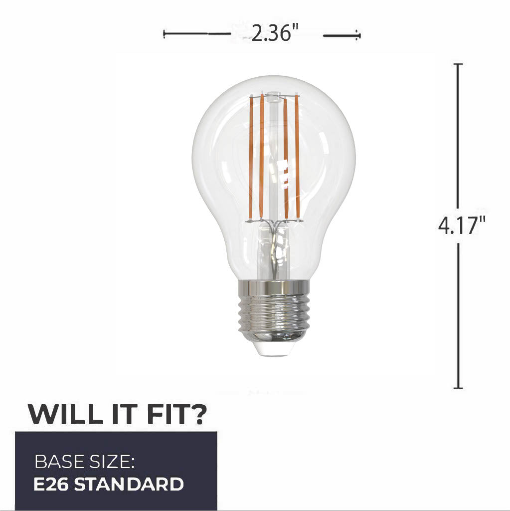 Bulbrite 862921 Bulbrite LED 7.6W Watt Dimmable A19 Light Bulb with a Clear Finish and a Medium Screw E26 - 4000K (Cool White Light) 800 lumens
