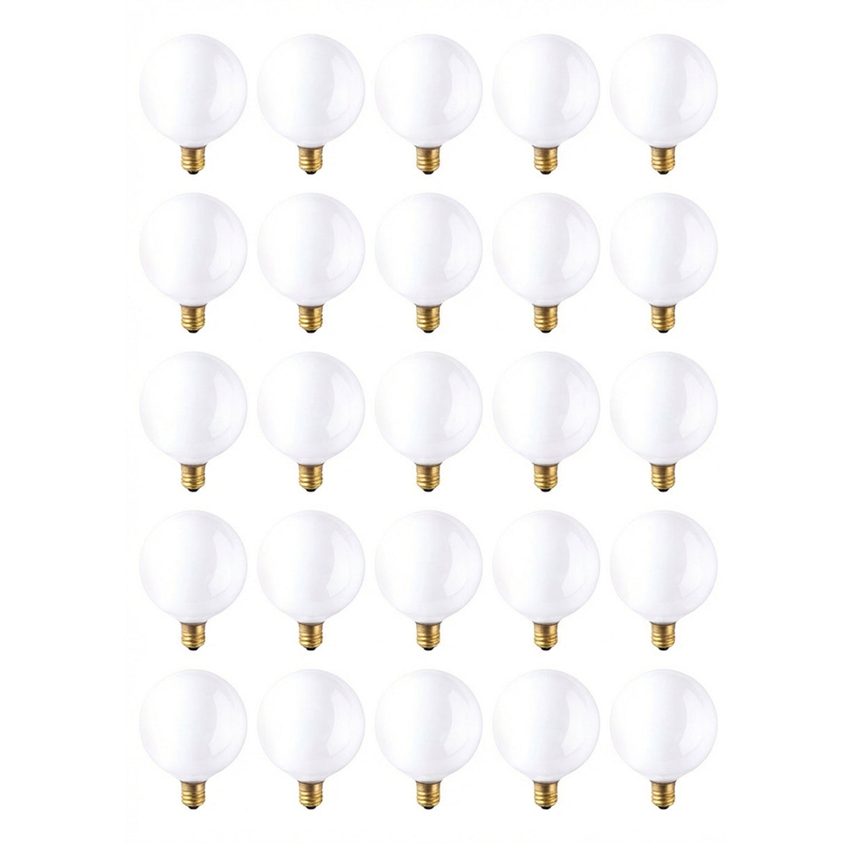 Bulbrite 863011 Bulbrite Incandescent 15 Watt G16.5 Light Bulbs with a White Finish and Candelabra Screw (E12) Base, 2700K (Warm White Light)