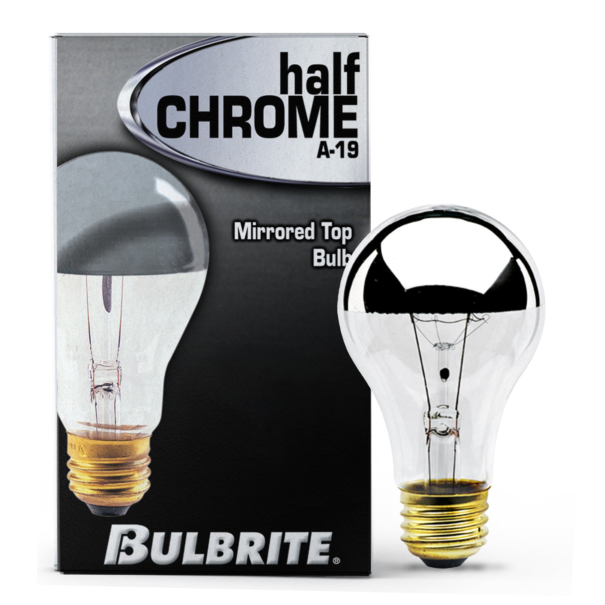 Bulbrite 861265 Bulbrite pack of (8) Incandescent A19 Medium Screw Base (E26) Light Bulb, 60 Watt, Half Chrome, Pack of 8