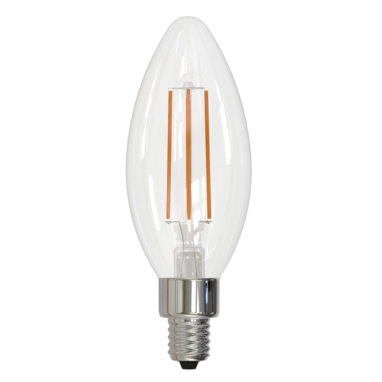 Bulbrite 861686 Bulbrite LED Filament Pack of (4) 5 Watt Dimmable B11 Light Bulb with Clear Glass Finish and Candelabra (E12) Base - 2700K (Warm White Light), 500 Lumens