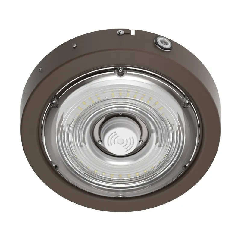 Westgate CXER-40-80W-MCTP-SR-EM 40W/60W/80W LED Round Garage Light Bronze Finish Sensory Ready Emergency Backup 30K/40K/50K 120-277V