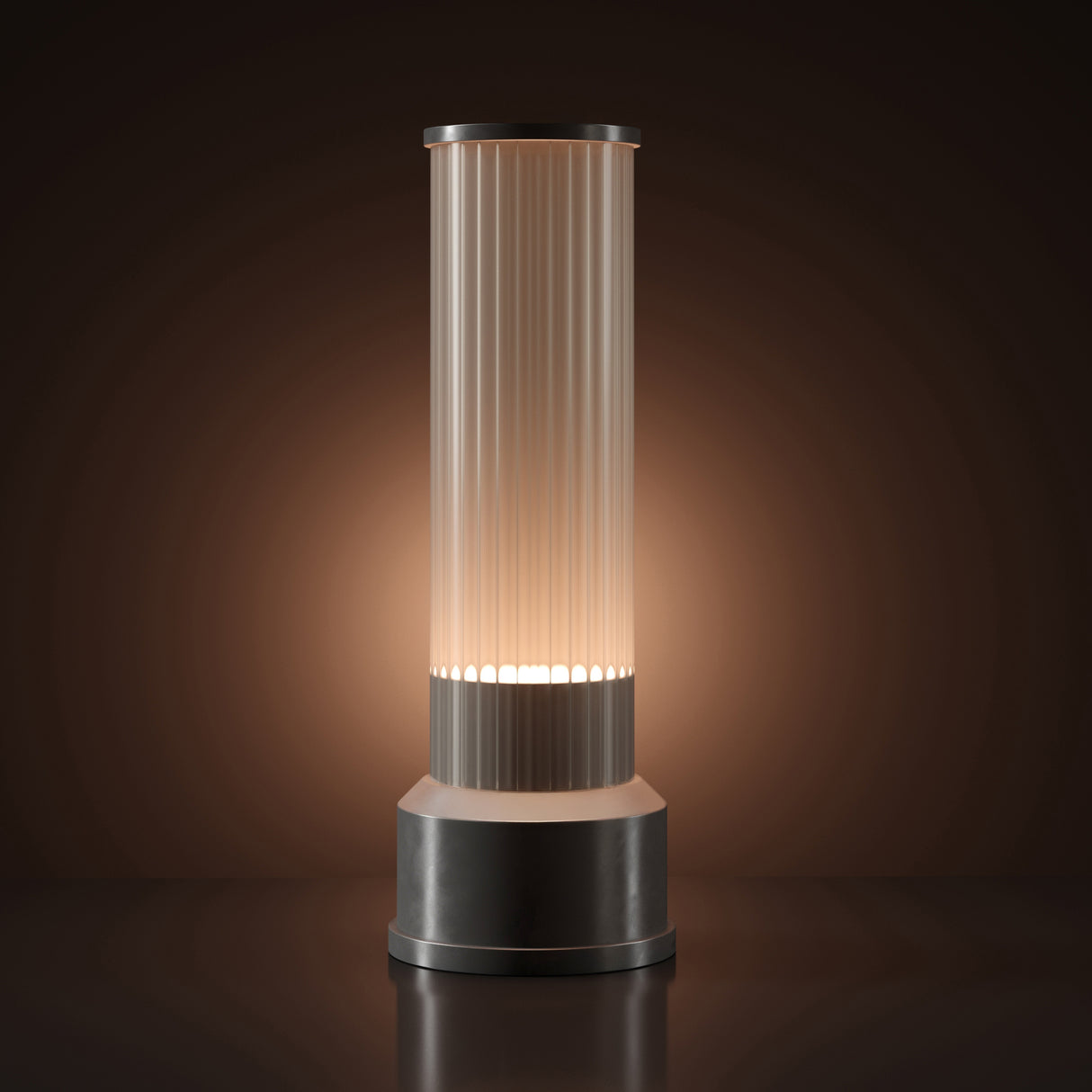 Kibun K70400 CANDLESTICK Rechargeable Cordless LED Table Lamp, 3-Levels Brightness Touch Sensor Control, Brushed Pewter
