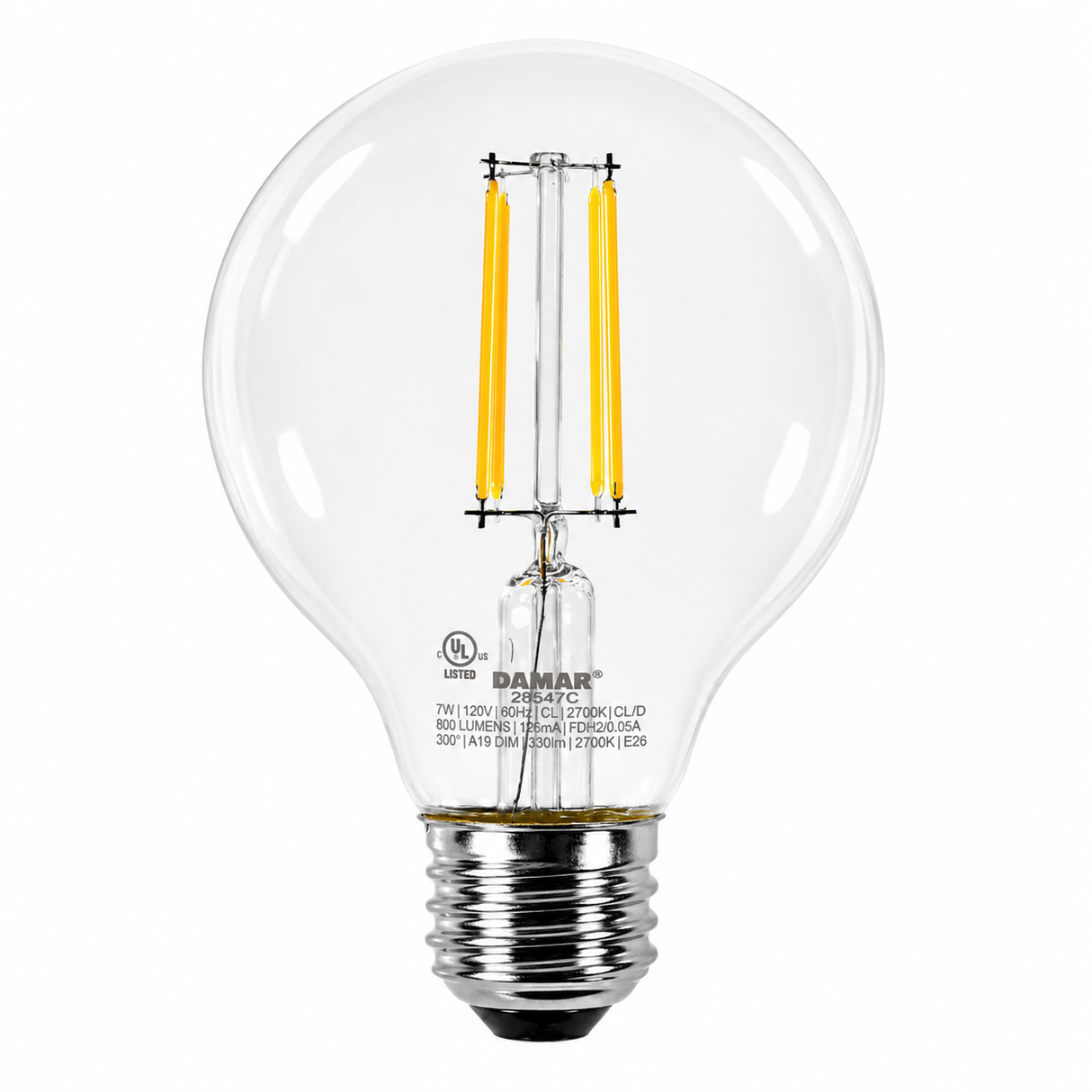 DAMAR 35847C LED4.5G25/CL/FIL/27K/D 4.5W G25 LED Globe Filament Clear Finish Dimmable 120V