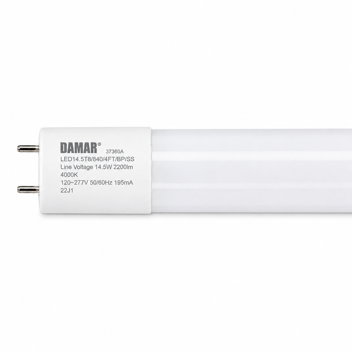 DAMAR 37361A LED14.5T8/850/4FT/BP/SS 14.5W 4ft LED T8 Tube 5000K Type B Ballast Bypass Safe-Shield Sleeve 120-277V
