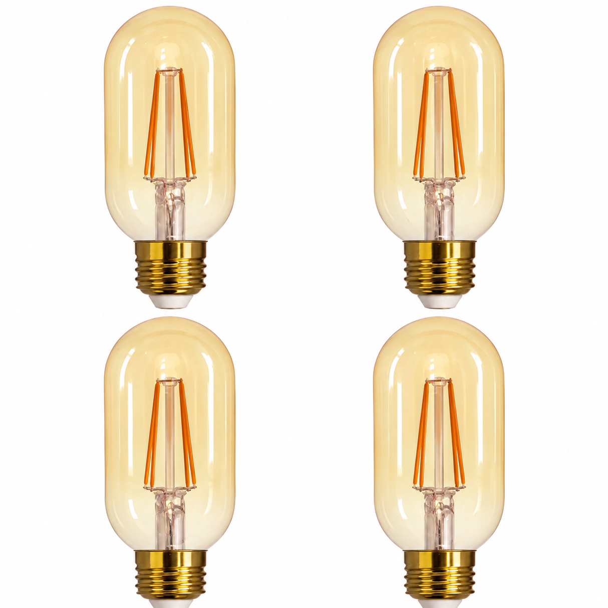 Bulbrite 860993 4W LED T14 Filament Nostalgic Fully Compatible Dimming 2100K Dimmable E26 Medium 315 Lumens 120V 4PK