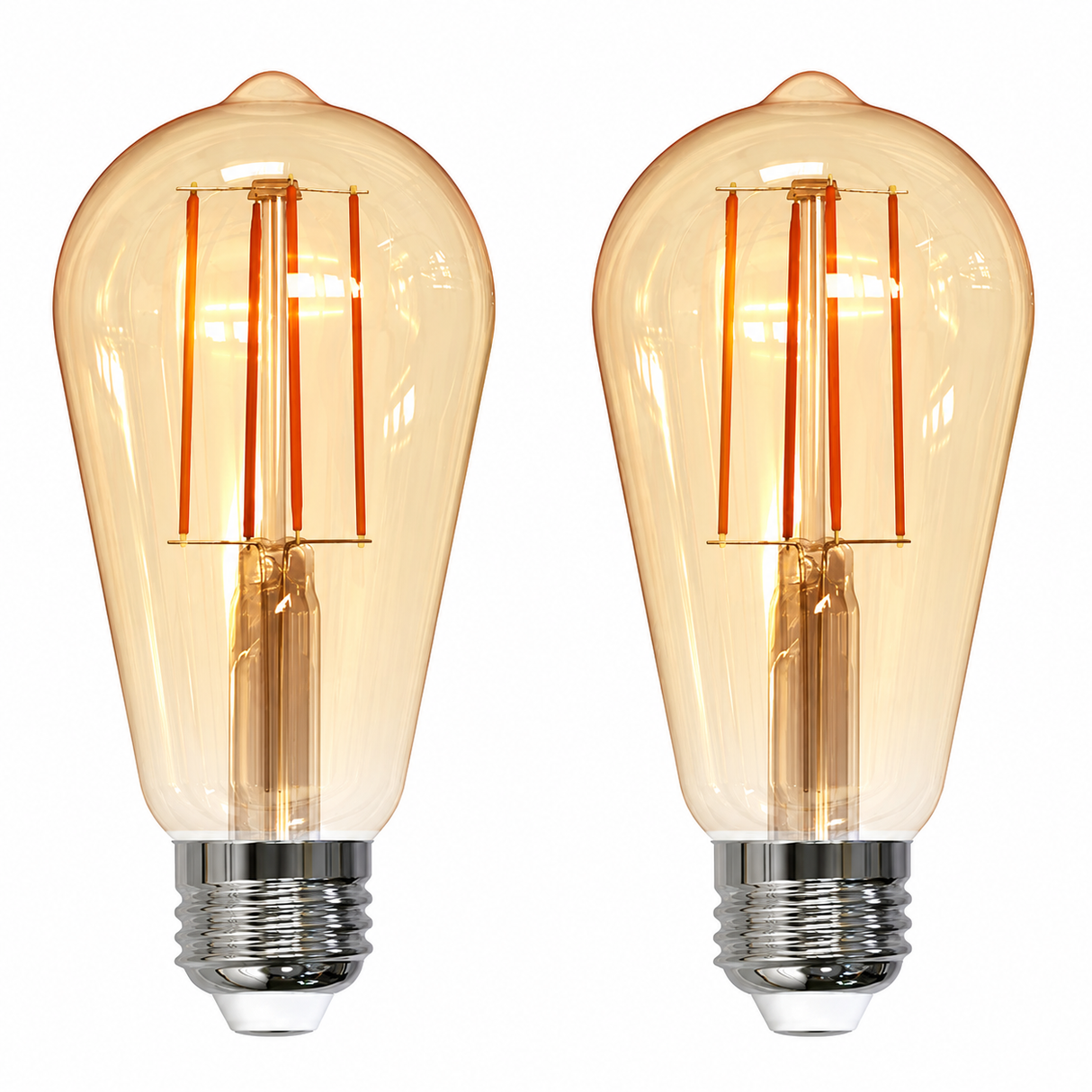 Bulbrite 860992 5W Antique Filament ST18 Medium LED Bulb and 80 CRI 2200K Dimmable E26 Medium 450 Lumens 120V 2PK
