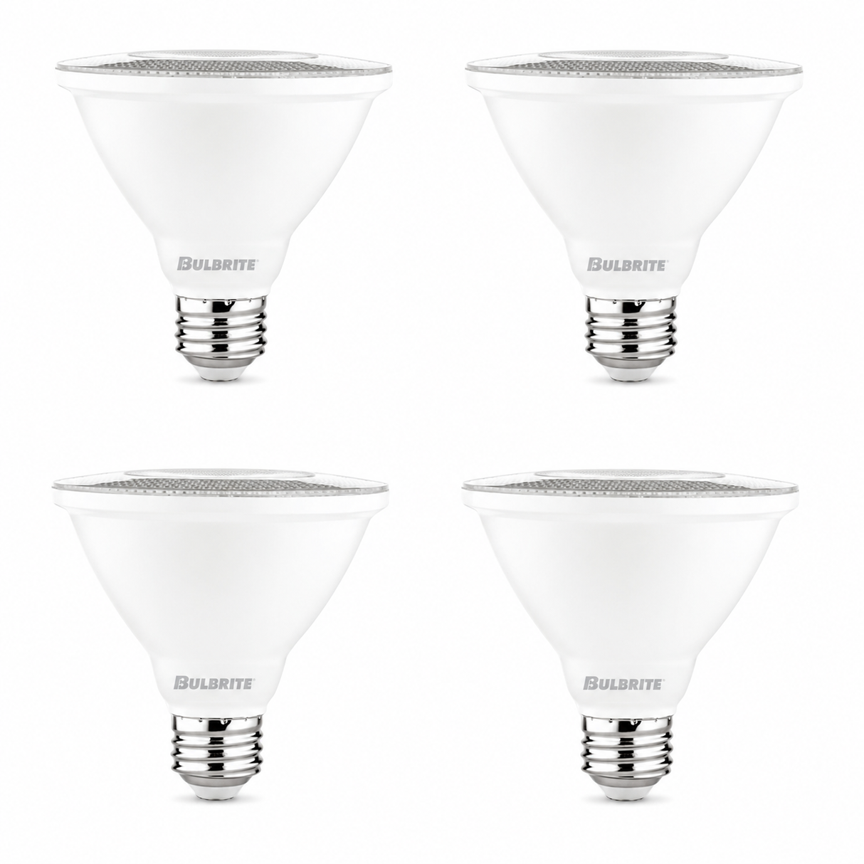 Bulbrite 861722 10W Flood PAR30 Short Neck Medium LED Light Bulb Soft White Light 3000K Dimmable E26 Medium 800 Lumens 120V 4PK