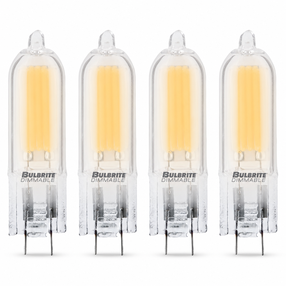 Bulbrite 862043 1.8W LED Filament T5 Light Bulb with Frost Glass Finish and Base Warm White Light 2700K Dimmable GY6.35 140 Lumens 12V 4PK