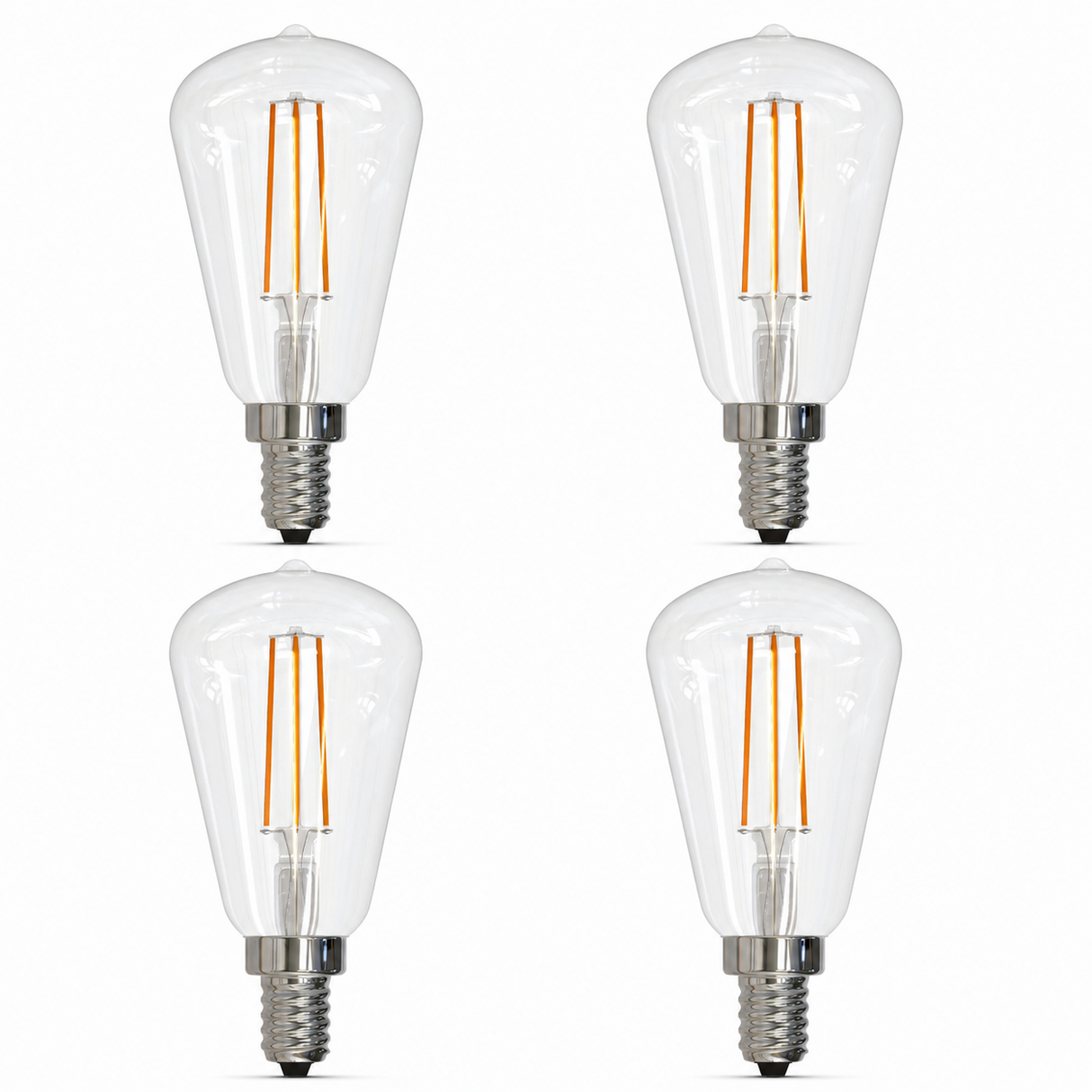 Bulbrite 862049 4W LED Filament ST15 Light Bulb with Clear Glass Finish and Candelabra Base Warm White Light 2700K Dimmable E12 Candelabra 400 Lumens 120V 4PK